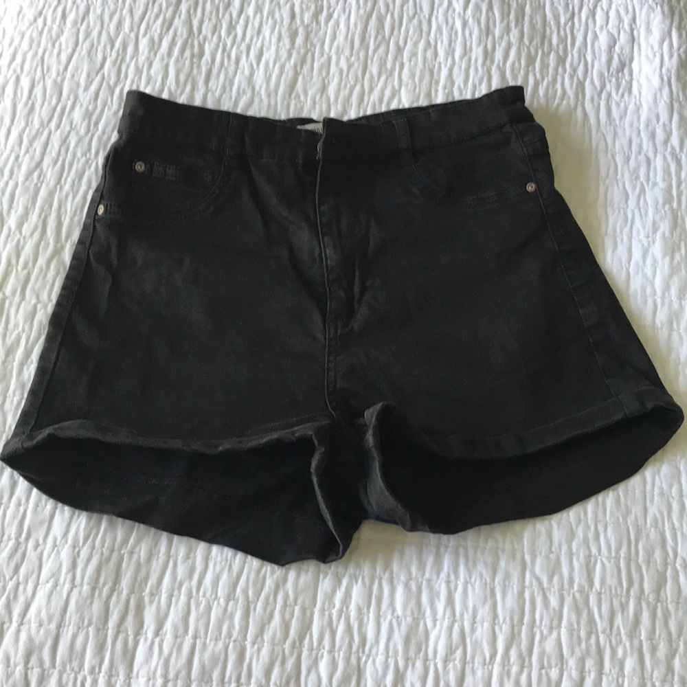 Pull & Bear Black Denim High Waisted Shorts